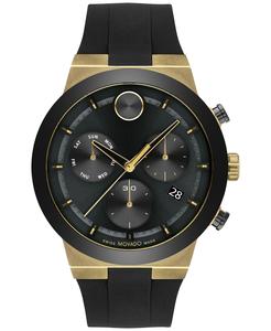 Мужские швейцарские часы с хронографом Bold Fusion, черный силиконовый ремешок, 45 мм Movado