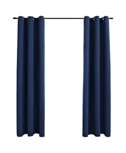 Плотные шторы с кольцами, 2 шт., темно-синие, ткань 37"x84" Vidaxl, blue