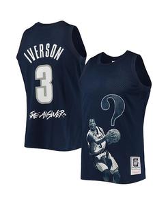 Мужская футболка Allen Iverson Navy Georgetown Hoyas The Answer Replica Mitchell & Ness, синий