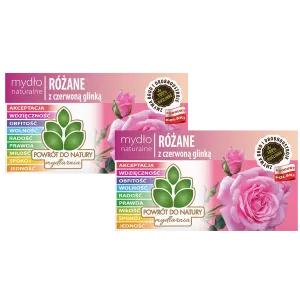 100% натуральное розовое мыло на растительной основе с красной глиной, 2 шт. Powrót Do Natury