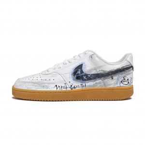 Nike Мужские скейтборд-кроссовки Court Vision 1 Crazy Graffiti с износостойким низким верхом, серо-синий