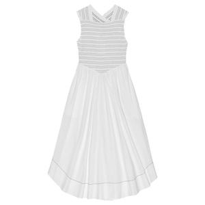 Платье миди с квадратным вырезом GANNI, ярко-белый