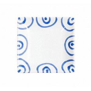 Тарелка для закусок с голубым пламенем 11х11х2,8 см Gmundner Keramik, белый синий