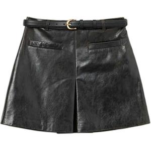 Self-portrait Кожаная короткая юбка женская классическая black