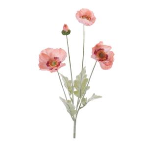 Декоративный цветок Melrose International Poppy Floral Spray, 6 штук, розовый / зеленый