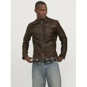 Кожаная куртка Jack & Jones "JJERICCHARD LEATHER JACKET NOOS", цвет Brown Stone