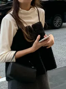 Пушистые топы-майки для женщин Doux Belle, цвет Black