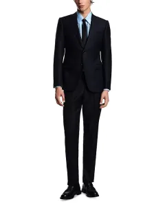 Приталенный шерстяной костюм в елочку, линия М. Emporio Armani, синий