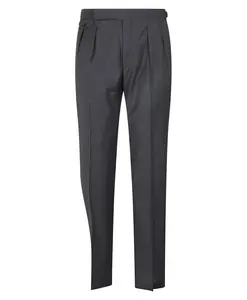 Брюки с двойными складками из шерсти. Tagliatore, серый