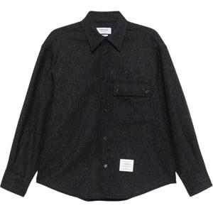 THOM BROWNE Складная твитовая рубашка, Marine Blue