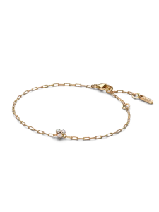 Браслет-цепочка скрепка с выращенными в лаборатории бриллиантами Pandora Era Bezel Pandora, 0,10 карата tw, 14-каратное золото