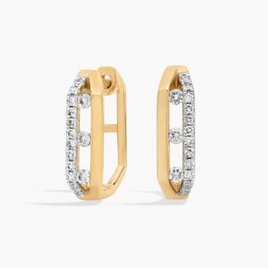 Серьги Huggie с плавающими бриллиантами Spec из желтого золота 14 карат Blue Nile