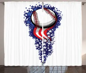 Цветная штора в деревенском стиле ABAKUHAUS, звездно-полосатый фейерверк, для спальни, присборенная, с петлями и крючками, 280 x 175 см, цвет: белый, фиолетовый, красный