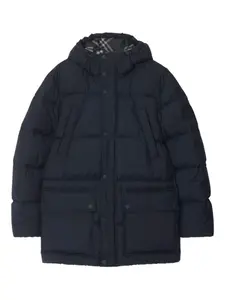 Пуховик с капюшоном BURBERRY, синий