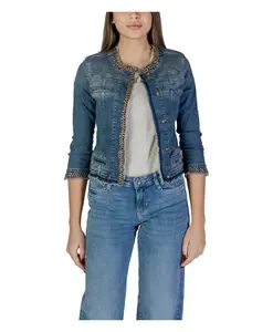 Светло-Голубой хлопковый блейзер с карманами Liu Jo, синий