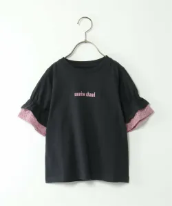 Футболка из хлопка с кружевом, производство США, многоярусная (120–160 см) Ikka, цвет Black