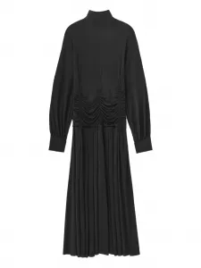 Платье миди со складками Ganni, черный