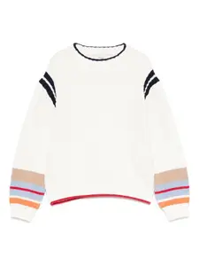 Джемпер с отделкой в полоску FENDI KIDS, нейтральный