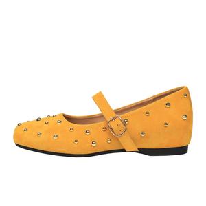 QITUMAUL Женские балетки Мэри Джейн желтые[Высота каблука 3 см], цвет Yellow[Heel Height 3cm]
