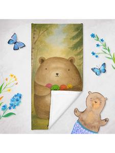 Mr. & Mrs. Panda Банное полотенце с изображением медведя, без слогана, пастельно-голубого цвета