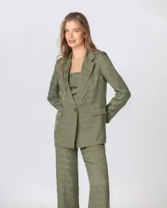 Женский прямой блейзер с пуговицей и отложным воротником Noon, оливковый зеленый
