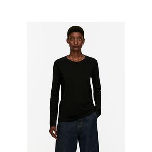 Футболка женская Arket с длинным рукавом и круглым вырезом, черный