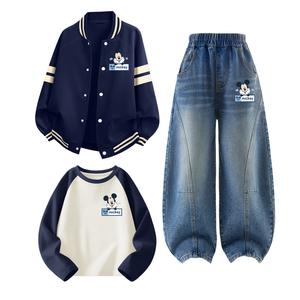 Детская повседневная спортивная одежда с круглым вырезом Moderate Disney, di lively qi темно-синий+di lively qi denim синий+di lively qi темно-синий