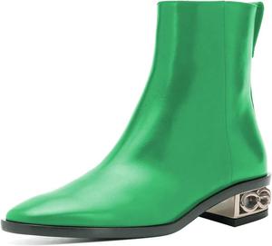 Женские повседневные ботильоны YDN с квадратным закрытым носком и невысоким широким каблуком, короткие ботинки с боковой молнией, осенне-зимняя обувь для женщин и девушек, Green