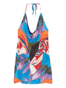 Мини-платье с цветочным принтом Donde Esteban, синий