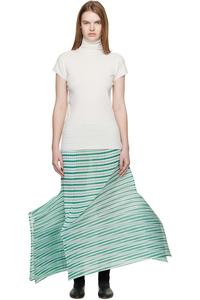 Issey Miyake Зеленая универсальная полосатая юбка миди с машинными складками