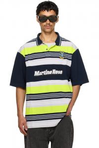 эксклюзивный синий оверсайз поло с панелями от Ssense Martine Rose, мультиколор