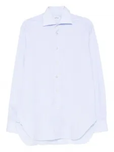 Полосатая хлопковая рубашка Kiton, синий