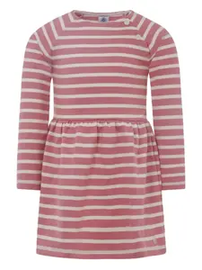 Полосатое платье с длинными рукавами Petit Bateau, розовый