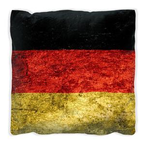 Подушка Wallario Premium, мягкая поверхность, с мотивом состаренного флага Германии из черного и красного золота, размер: 60 x 60 см, с белой спинкой