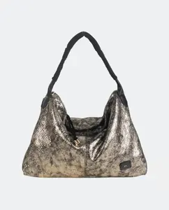 Сумка-хобо с металлическим эффектом и двумя ручками Kbas, золотой