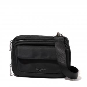 Сумка кросс-боди Baggallini Modern Double Zip Crossbody, цвет Black Twill