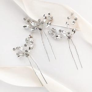 Набор свадебных булавок с цирконами и серебряным декором Kokonet