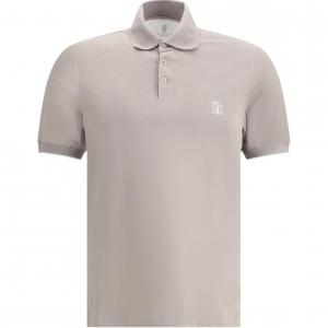 Детализированная поло с коротким рукавом Logo Brunello Cucinelli, серый