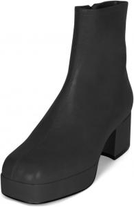 Женские ботильоны FOWT с квадратным носком на платформе, средней высоты каблук, средние по голенищу, с боковой молнией, модные обувь для улицы и путешествий, размер 4-16 US, Black