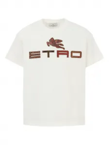 Футболка с логотипом и узором пейсли ETRO KIDS, белый