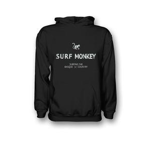 SURF MONKEY Толстовка с капюшоном / Мужская/Женская - Органический хлопок (Черная)
