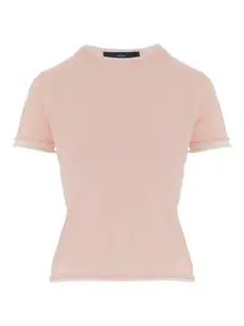 Футболка с контрастной окантовкой и круглым вырезом Arch4, розовый