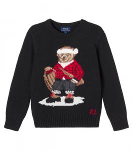 Свитер из хлопка с интарсией Polo Bear Polo Ralph Lauren Kids, Polo Black