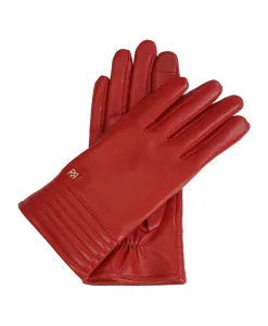 Перчатки из гладкой кожи с эффектной стежкой. Kazar, красный