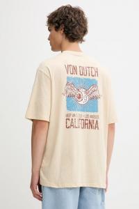 Хлопковая футболка Von Dutch, бежевый