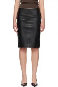 Юбка-Карандаш миди из ворсистой кожи St. Agni, черный