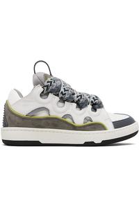 Кроссовки из белой и серой натуральной кожи Lanvin, белый/серый