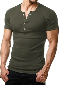 Футболка Henley с коротким рукавом для пляжа и тренировок VgueElegc