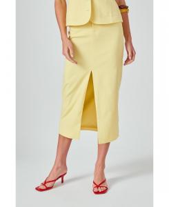 Женская льняная макси-юбка с разрезом спереди endless rose, Butter