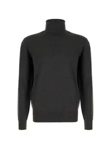 Темно-серый меланжевый свитер с высоким воротом Zegna, серый